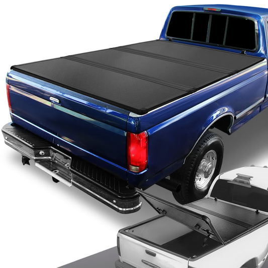 TAPADERA DE CAJUELA TONNEAU COVER - HARD TRI-FOLD - 73-83 FORD F-100 / 75-96 FORD F-150 / 73-98 FORD F-250 / 73-97 FORD F-350 - FITS 6.5FT FLEETSIDE / STYLESIDE BED MODELS ONLY
