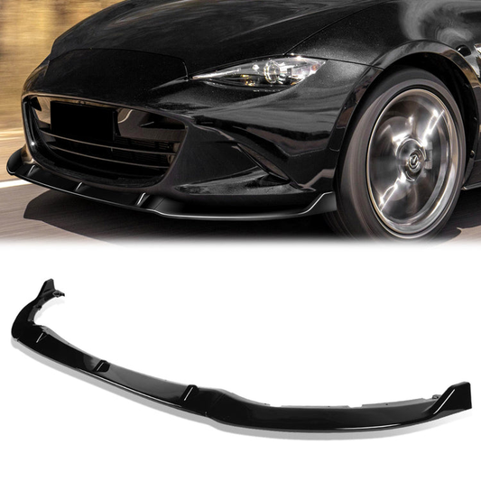 LIP FRONTAL 16-22 MAZDA MIATA - REQUIRES DRILLING BUMPER FOR INSTALLATION - 3PC - PAINTED GLOSS BLACK