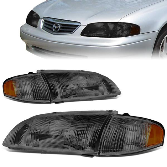 FAROS 98-99 MAZDA 626 - SMOKE HOUSING / AMBER CORNER - H4 LOW BEAM / HIGH BEAM