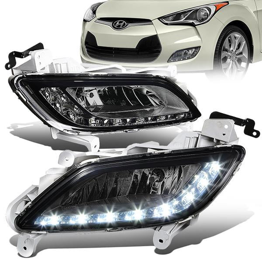FAROS DE NIEBLA 12-16 HYUNDAI VELOSTER 3-DR - LED DRL - W/ SWITCH - 881 BULB - SMOKE