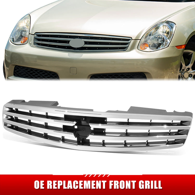 PARRILLA GRILLE - IN G35 (2/4D) '03-'06/'07-'08/ GRILLE ASS'Y 05-06/ CHRM/PTD-BLK (4D)//PARTS.NO,IN1200115//OEM NO,62070AC700