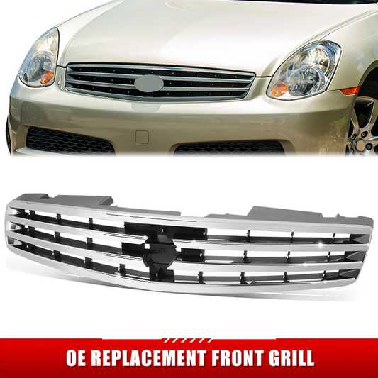 PARRILLA GRILLE - IN G35 (2/4D) '03-'06/'07-'08/ GRILLE ASS'Y 05-06/ CHRM/PTD-BLK (4D)//PARTS.NO,IN1200115//OEM NO,62070AC700