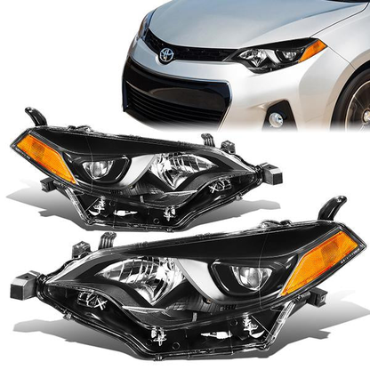 FAROS 14-16 TOYOTA COROLLA SEDAN - PROJECTOR - LED LOW BEAM / 9005 HIGH BEAM - 7444NA TURN SIGNAL - BLACK HOUSING / AMBER CORNER