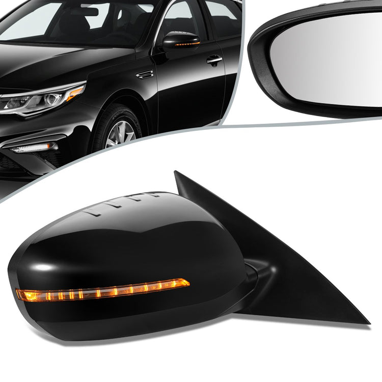 RETROVISOR MIRROR - OEM - 11-15 KIA OPTIMA - POWERED - HEATED - W/ SIGNAL LIGHT - POWER FOLDING - BLACK MATERIAL - RIGHT