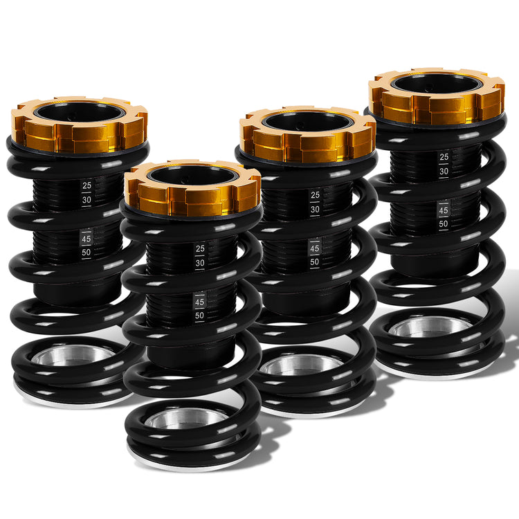 COILOVER 88-00 HONDA CIVIC / 88-91 CRX / 93-97 DEL SOL / 90-01 INTEGRA - SCALE - BLACK SLEEVES / GOLD TOP / BLACK SPRING