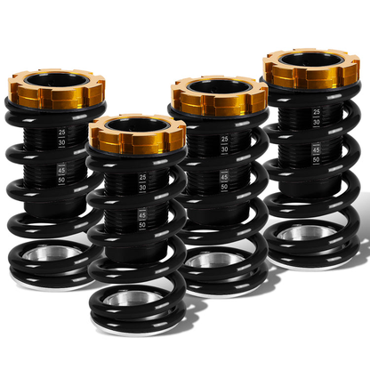COILOVER 88-00 HONDA CIVIC / 88-91 CRX / 93-97 DEL SOL / 90-01 INTEGRA - SCALE - BLACK SLEEVES / GOLD TOP / BLACK SPRING