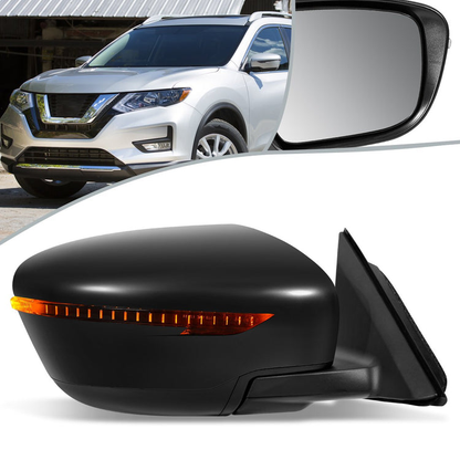 RETROVISOR MIRROR - OEM - 14-16 NISSAN ROGUE - POWERED - W/ SIGNAL LIGHT - FOLDING - BLACK MATERIAL - RIGHT