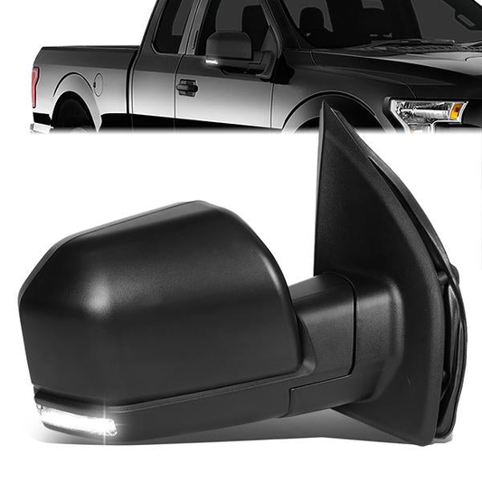 RETROVISORES EXTENDIBLES TOWING MIRROR - 15-18 FORD F-150 - OE STYLE - RIGHT - POWERED W/ HEATED W/ PUDDLE LIGHT - ONLY FITS MODELS WITH 22 PIN PLUG / DOES NOT FIT 8 PIN PLUG MODELS - LED AMBER SIGNAL - BLACK