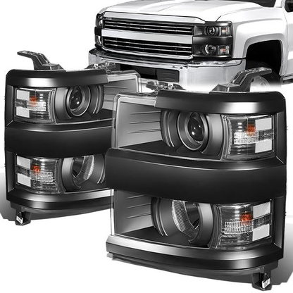 FAROS 15-19 CHEVY SILVERADO 2500HD / 15-19 CHEVY SILVERADO 3500HD - PROJECTOR LOW BEAM - BLACK HOUSING / CLEAR CORNER - 9005 HIGH / H11 LOW / 7443A SIGNAL