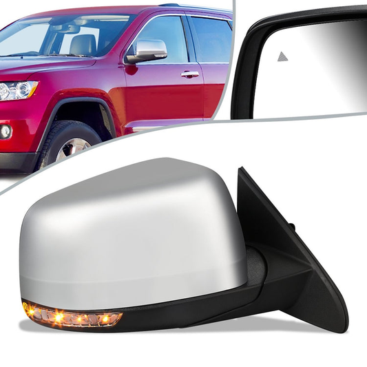 RETROVISOR MIRROR - OEM - 11-13 JEEP GRAND CHEROKEE - POWERED - HEATED - W/ SIGNAL - W/ MEMORY - W/ BSD - FOLDING - W/O DIMMING - W/ CHROME COVER - RIGHT