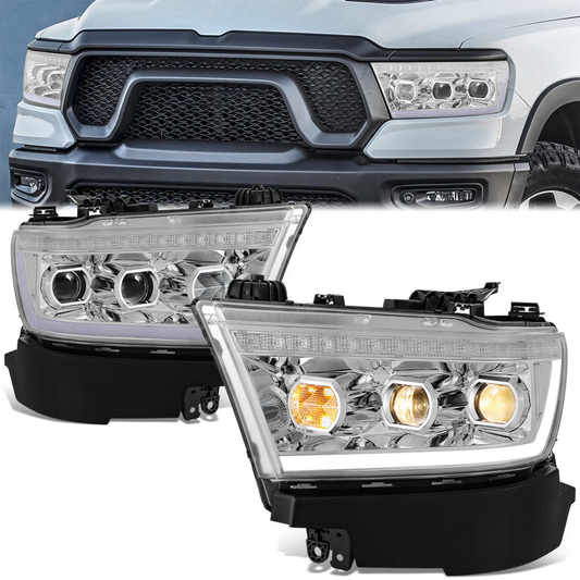 FAROS 19-24 RAM 1500 - WITH FACTORY HALOGEN HEADLIGHTS - OE STYLE - 9005 HIGH / H11 LOW / 12961 MARKER / 4443NA TURN SIGNAL - CHROME HOUSING / CLEAR CORNER