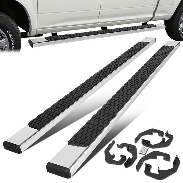 ESTRIBOS 5" - HONEYCOMB STEP PAD - 07-18 CHEVY SILVERADO 1500, GMC SIERRA 1500 / 07-19 CHEVY SILVERADO 2500HD, SILVERADO 3500HD, GMC SIERRA 2500HD, SIERRA 3500HD - EXTENDED CAB - CHROME / BLACK