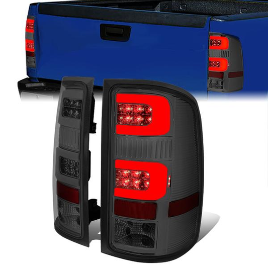 FAROS TRASEROS 07-13 GMC SIERRA 1500 - 07-14 GMC SIERRA 2500HD 3500HD - DOES NOT FIT DUALLY MODELS, DOES NOT FIT DENALI MODELS, DOES NOT FIT MODELS WITH 921 BACKUP BULB MODELS - 3D - LED - CHROME / SMOKE