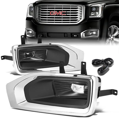 FAROS DE NIEBLA 15-18 GMC YUKON, YUKON XL - HIGH POWERED LED - WITH SWITCH, BEZEL - CHROME / CLEAR