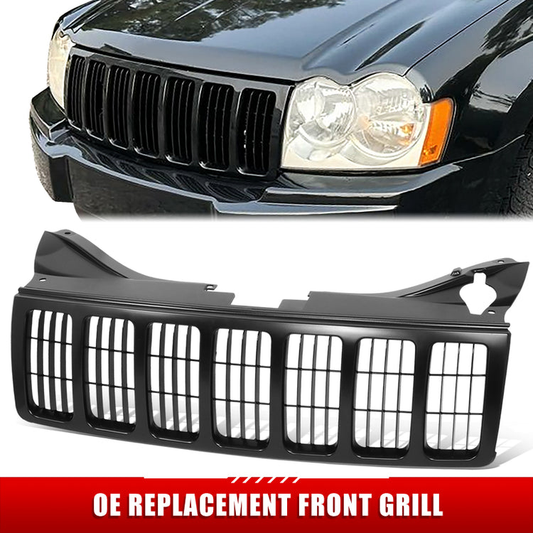 PARRILLA GRILLE - JP GRAND CHRKEE '05-'10/ GRILLE ASS'Y 05-07/ BLK W/BLK FRAME/ (2PC STYLE)//PARTS.NO,CH1200283//OEM NO,5JF941XRAE