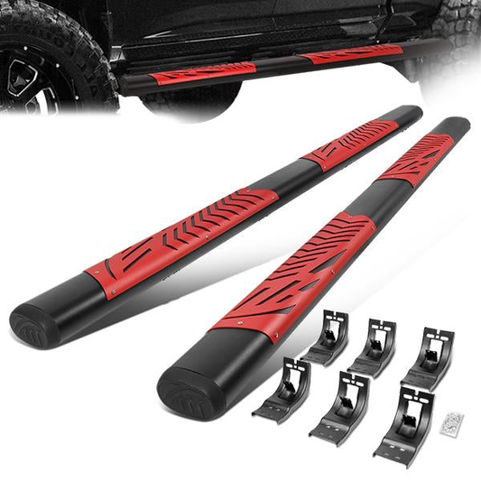 ESTRIBOS 5" - 09-18 DODGE RAM 1500 / 10-20 DODGE RAM 2500, 3500 - CREW CAB - BLACK / RED