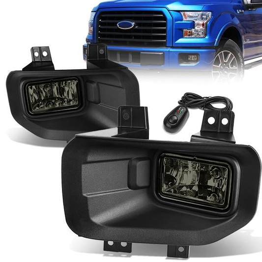 FAROS DE NIEBLA 15-17 FORD F-150 - WITH SWITCH AND BEZEL - H10 BULB - SMOKE