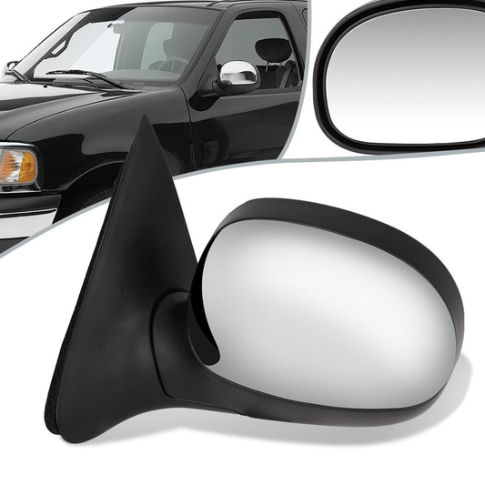 RETROVISOR MIRROR - OEM - 97-03 FORD F-150 / 97-99 FORD F-250 - MANUAL - CHROME - LEFT