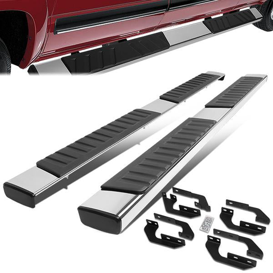 ESTRIBOS 6" - FLAT BOARD - 07-21 TOYOTA TUNDRA - CREW MAX - CHROME / BLACK
