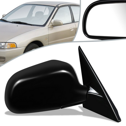RETROVISOR MIRROR - OEM - 97-02 MITSUBISHI LANCER, MIRAGE - MANUAL - W/ CABLE - FOLDING - BLACK MATERIAL - RIGHT