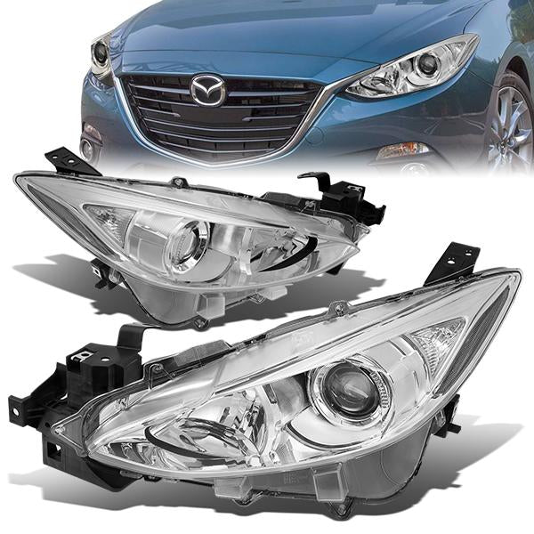 FAROS 14-16 MAZDA 3 4-DOOR - PROJECTOR - H11 LOW BEAM / 9005 HIGH BEAM - CHROME HOUSING / CLEAR CORNER