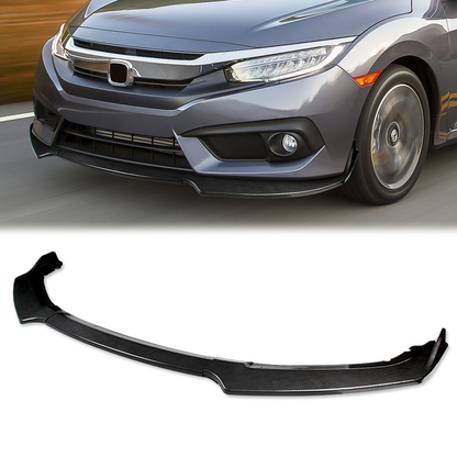 LIP FRONTAL 16-20 HONDA CIVIC SEDAN / COUPE - REQUIRES DRILLING BUMPER FOR INSTALLATION - 3PC - CARBON FIBER LOOK