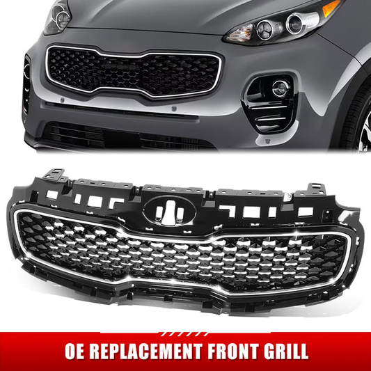 PARRILLA GRILLE - KA  SPOTAG 17-19/20-21/ GRILLE ASS'Y 17-19/ PAINTED BLACK W/CHROME FRAME/ (AWD/FWD) (W/O PRE-COLLISION)/ (HALOGEN TYPE)//PARTS.NO,KI1200190//OEM NO,86350D9010