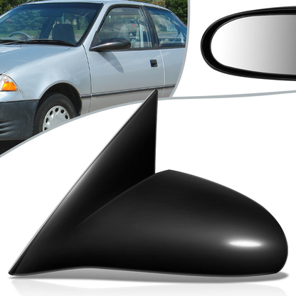 RETROVISOR MIRROR - OEM - 95-97 GEO METRO - MANUAL - W/ LEVER - BLACK MATERIAL - LEFT