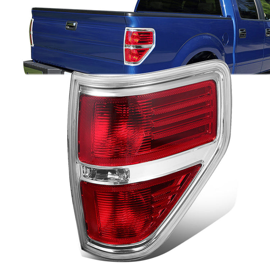 FAROS TRASEROS 09-14 FORD F-150 - LEFT - CHROME/RED