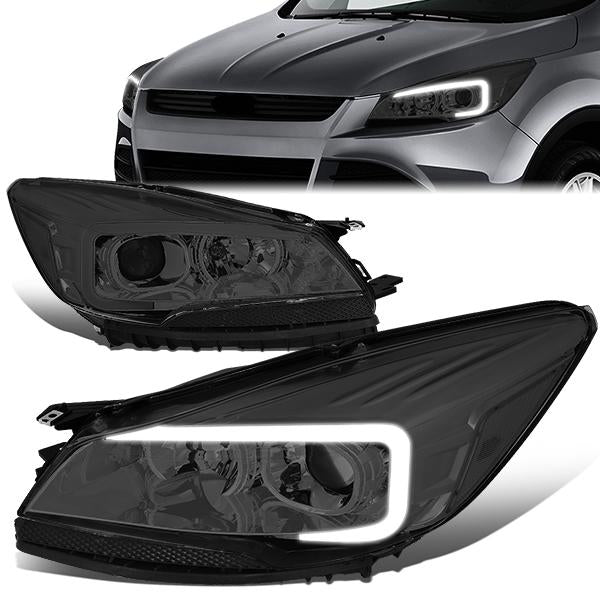 FAROS 13-16 FORD ESCAPE - 3D - LED DRL - PROJECTOR - SMOKE HOUSING / CLEAR CORNER - H1 LOW BEAM / H8 HIGH BEAM / 168 MARKER BULB