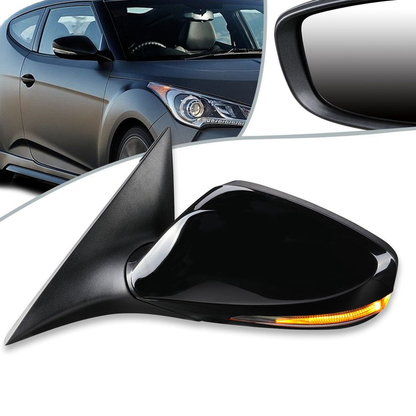 RETROVISOR MIRROR - OEM - 13-14 HYUNDAI VELOSTER WITH PANORAMIC SUNROOF - POWERED - HEATED - TEXTURED - BLACK - LEFT