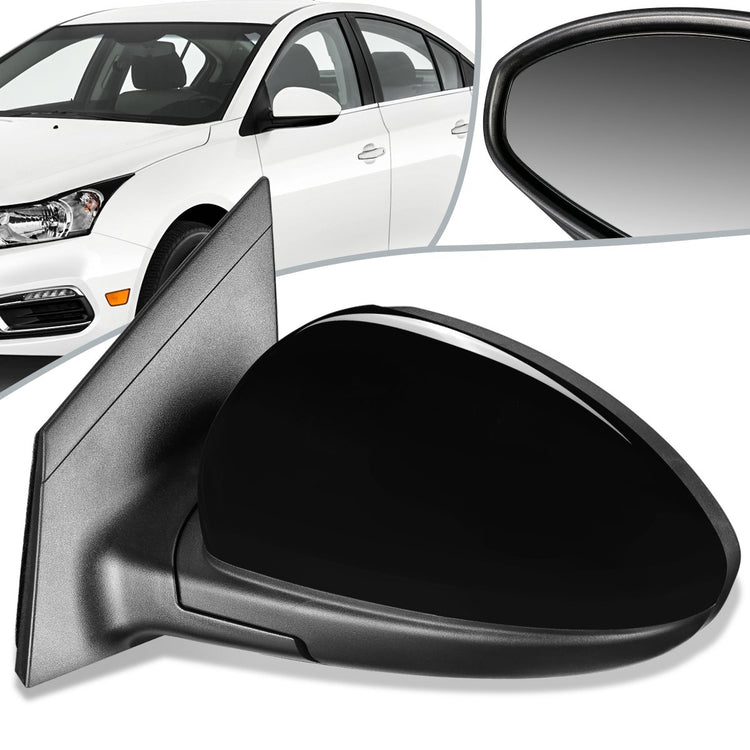 RETROVISOR MIRROR - OEM - 11-15 CHEVY CRUZE / 2016 CHEVY CRUZE LIMITED - POWERED - HEATED - PAINTABLE - BLACK - LEFT