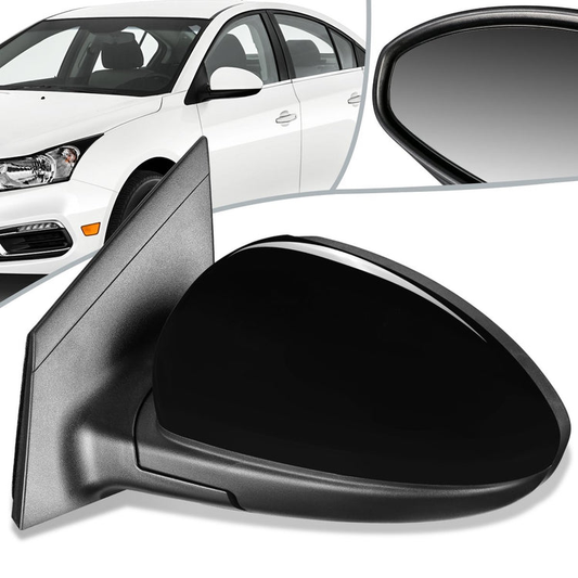 RETROVISOR MIRROR - OEM - 11-15 CHEVY CRUZE / 2016 CHEVY CRUZE LIMITED - POWERED - HEATED - PAINTABLE - BLACK - LEFT
