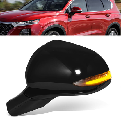 RETROVISOR MIRROR - OE STYLE - HYUNDAI SANTA FE 19-20 - WITH POWER WITH HEATED GLASS WITH TURN SIGNAL - DRIVER SIDE - PAINT TO MATCH - BLACK