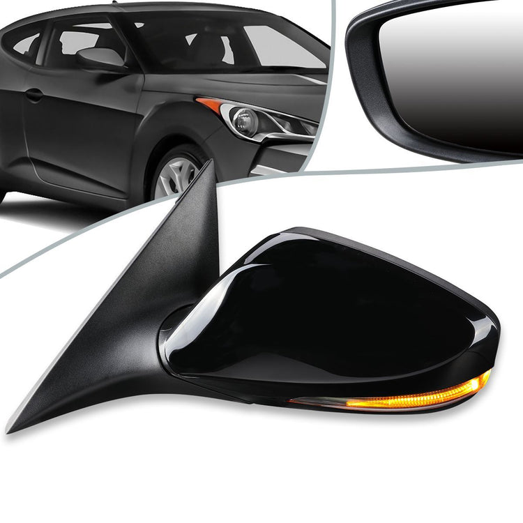 RETROVISOR MIRROR - OEM - 12-14 HYUNDAI VELOSTER (DO NOT FIT PANORAMIC ROOF MODELS) - POWERED - HEATED - TEXTURED - BLACK - LEFT