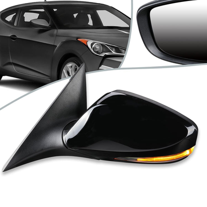 RETROVISOR MIRROR - OEM - 12-14 HYUNDAI VELOSTER (DO NOT FIT PANORAMIC ROOF MODELS) - POWERED - HEATED - TEXTURED - BLACK - LEFT