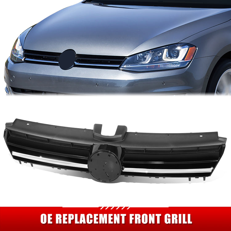 PARRILLA GRILLE - VG GOF 7 '13-'16/'17-'20/ GRILLE ASS'Y 15-17/ MAT-BLACK W/CHROME MOULDING//PARTS.NO,VW1200162//OEM NO,5G0853651AZLL
