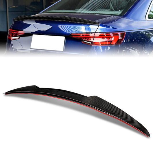 SPOILER CAR TRUNK SPOILER - 17-21 AUDI A4 QUATTRO / 17-20 AUDI A4 - FITS SEDAN MODELS - CARBON FIBER BLACK