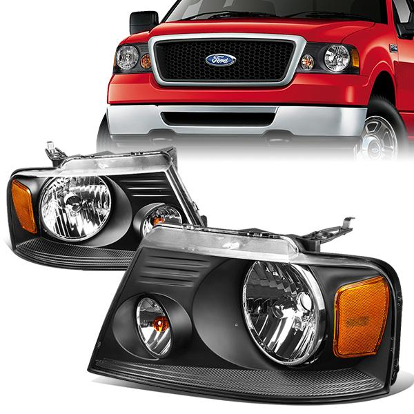 FAROS 04-08 FORD F-150 / 06-08 LINCOLN MARK LT 2/4-DR - 9007 LOW BEAM / HIGH BEAM / 3157A TURN SIGNAL - BLACK HOUSING / AMBER CORNER