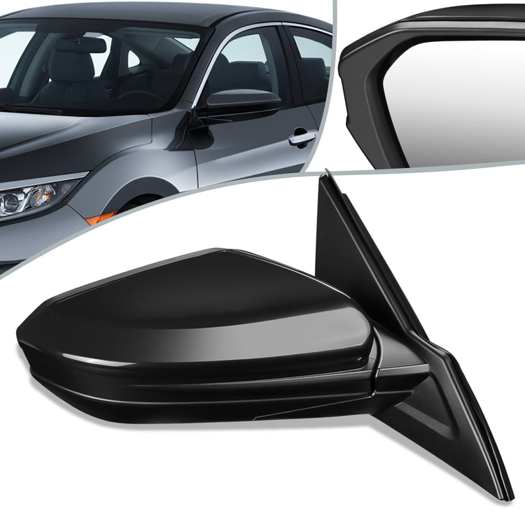 RETROVISOR MIRROR - OEM - 16-18 HONDA CIVIC 4-DR - POWERED - FOLDING - BLACK MATERIAL - RIGHT