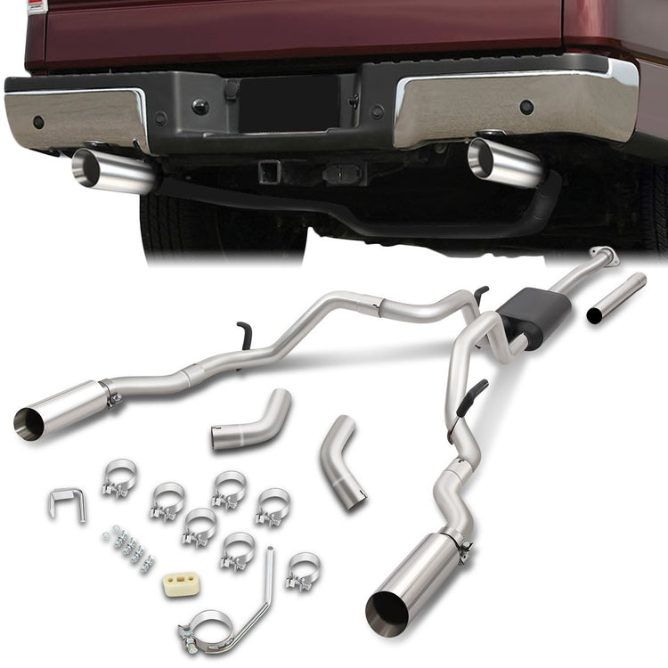 TUBERIA CATBACK CATBACK - 09-14 FORD F-150 4.6L, 5.0L, 5.4L - EXCLUDES RAPTOR, ECOBOOST, 6.2L MODELS - EXACT FIT FOR 163" WHEELBASE MODELS WITH INCLUDED EXTENSION PIPE SUPER CAB WITH 8FT BED - SHORTER MODELS WILL REQUIRE TRIMMING OF EXTENSION PIPE OR MAIN