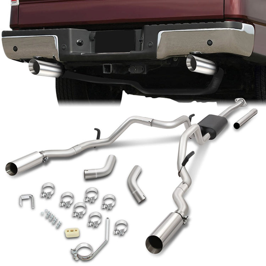 TUBERIA CATBACK CATBACK - 09-14 FORD F-150 4.6L, 5.0L, 5.4L - EXCLUDES RAPTOR, ECOBOOST, 6.2L MODELS - EXACT FIT FOR 163" WHEELBASE MODELS WITH INCLUDED EXTENSION PIPE SUPER CAB WITH 8FT BED - SHORTER MODELS WILL REQUIRE TRIMMING OF EXTENSION PIPE OR MAIN