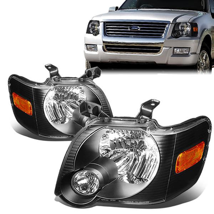 FAROS 06-10 FORD EXPLORER / 07-10 EXPLORER SPORT TRAC 4-DOOR - H13 LOW BEAM / HIGH BEAM - BLACK HOUSING / AMBER CORNER