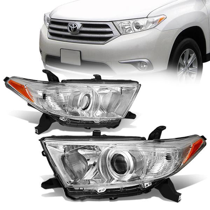 FAROS 11-13 TOYOTA HIGHLANDER - PROJECTOR - 9005 LOW BEAM / H11 HIGH BEAM / 3457A TURN SIGNAL - CHROME HOUSING / AMBER CORNER