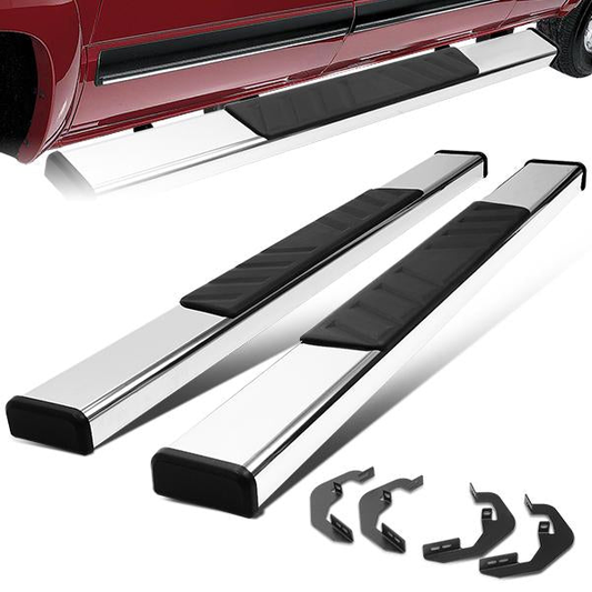 ESTRIBOS 4.75" - 07-18 CHEVY SILVERADO 1500, GMC SIERRA 1500 / 07-19 CHEVY SILVERADO 2500HD, SILVERADO 3500HD, GMC SIERRA 2500HD, SIERRA 3500HD - REGULAR CAB - CHROME / BLACK