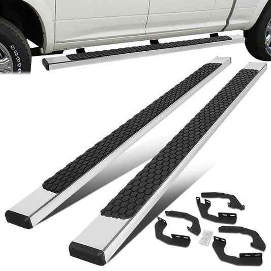 ESTRIBOS 5" - HONEYCOMB STEP PAD - 05-21 TOYOTA TACOMA - DOUBLE CAB - CHROME / BLACK