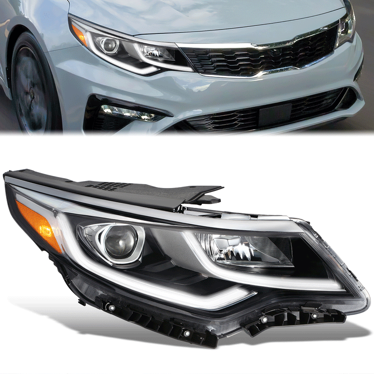FAROS OE STYLE - 19-20 KIA OPTIMA - USES 9005 HIGH / LOW BEAM BULBS / 2825 SIDE MARKERS W/ DAYTIME RUNNING LIGHTS - FITS MODELS WITH LED DRL - RIGHT - OE STYLE - BLACK