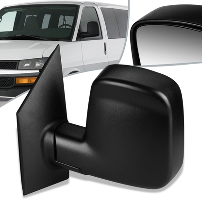 RETROVISOR MIRROR - OEM - 03-07 CHEVY EXPRESS 1500, 2500, 3500 / 03-07 GMC SAVANA 1500, 2500, 3500 - MANUAL - TEXTURED - BLACK - LEFT
