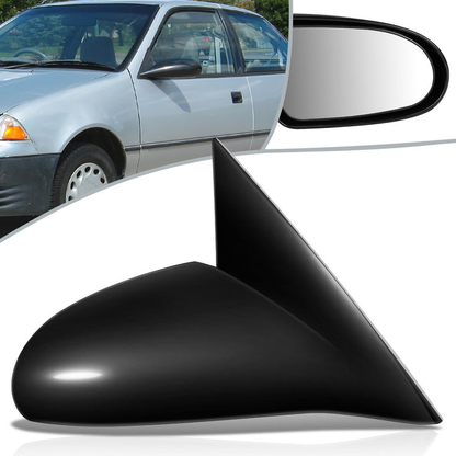 RETROVISOR MIRROR - OEM - 95-97 GEO METRO - MANUAL - W/ LEVER - BLACK MATERIAL - RIGHT