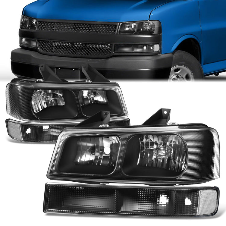FAROS 4PCS - 03-14 CHEVROLET EXPRESS 1500 / 03-03 CHEVROLET EXPRESS 2500 / 03-23 CHEVROLET EXPRESS 3500 / 09-22 CHEVROLET EXPRESS 4500 / 03-14 GMC SAVANA 1500 / 03-23 GMC SAVANA 2500 / 03-23 GMC SAVANA 3500 / 09-22 GMC SAVANA 4500 - FITS MODELS WITH